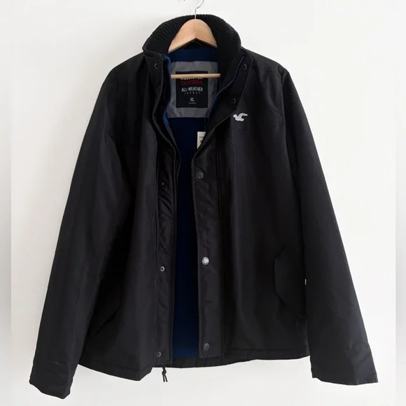 NWT Hollister Men’s All Weather Jacket with zipper, Size XL - Navy Blue - Picture 8 of 9